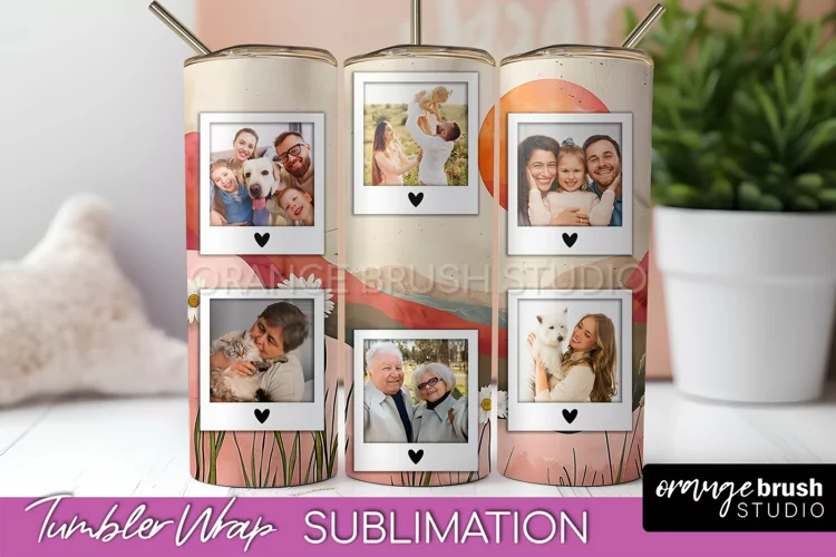 Photo Tumbler Wrap, Boho Family Frame Tumbler Sublimation