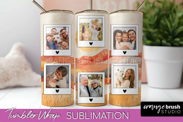 Photo Tumbler Wrap, Boho Family Frame Tumbler Sublimation