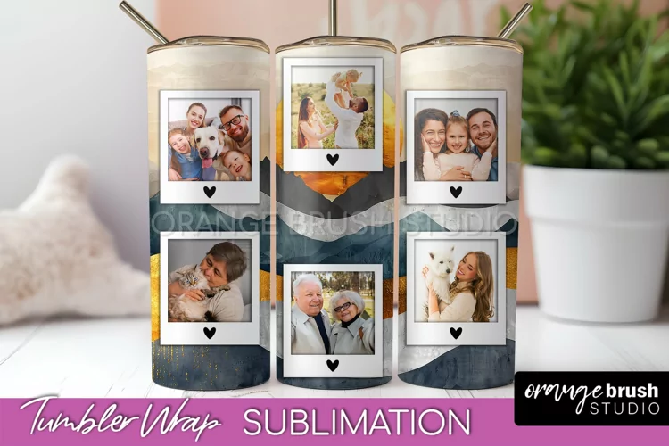 Photo Tumbler Wrap, Boho Family Frame Tumbler Sublimation