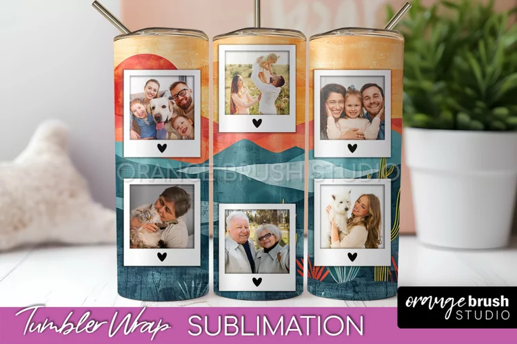 Photo Tumbler Wrap, Boho Family Frame Tumbler Sublimation
