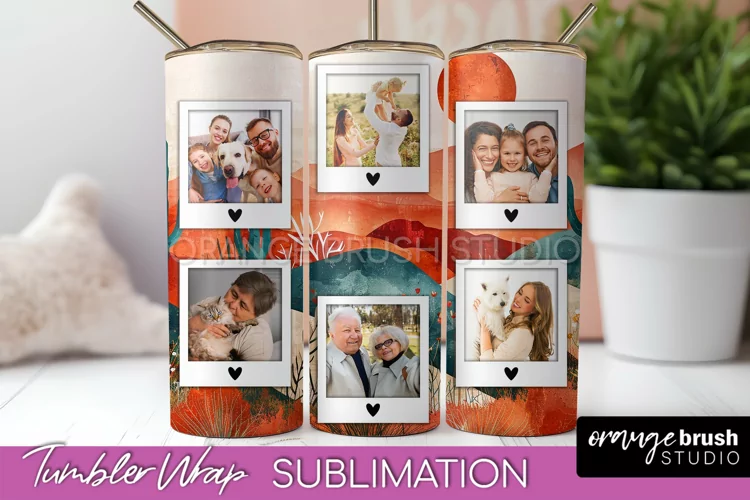 Photo Tumbler Wrap, Boho Family Frame Tumbler Sublimation