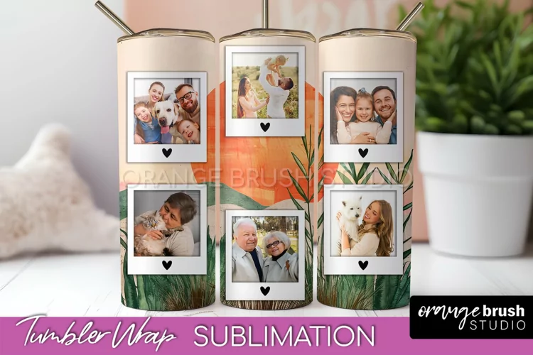 Photo Tumbler Wrap, Boho Family Frame Tumbler Sublimation