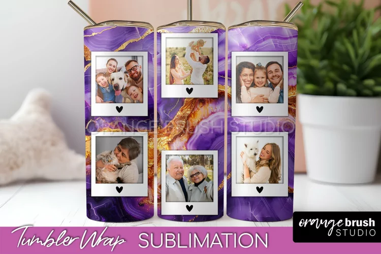 Photo Tumbler Wrap, Marble Family Frame Tumbler Sublimation