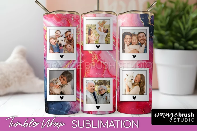 Photo Tumbler Wrap, Marble Family Frame Tumbler Sublimation