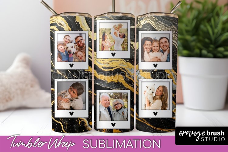 Photo Tumbler Wrap, Marble Family Frame Tumbler Sublimation example image 1
