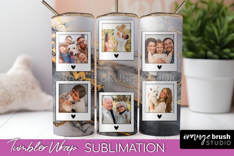 Photo Tumbler Wrap, Marble Family Frame Tumbler Sublimation example image 1