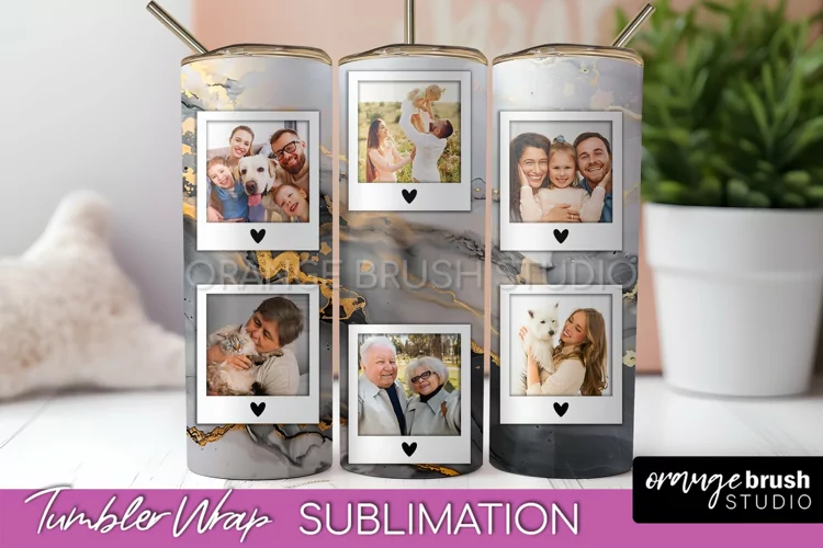Photo Tumbler Wrap, Marble Family Frame Tumbler Sublimation