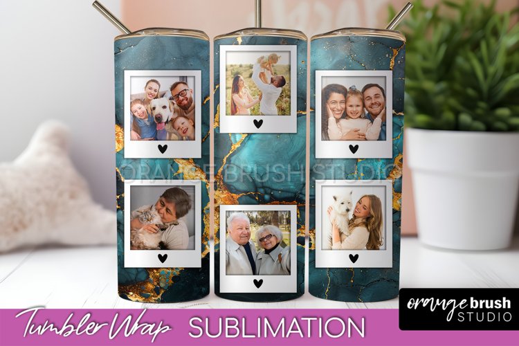 Photo Tumbler Wrap, Marble Family Frame Tumbler Sublimation example image 1
