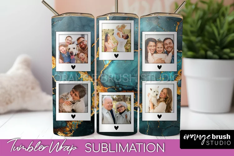 Photo Tumbler Wrap, Marble Family Frame Tumbler Sublimation