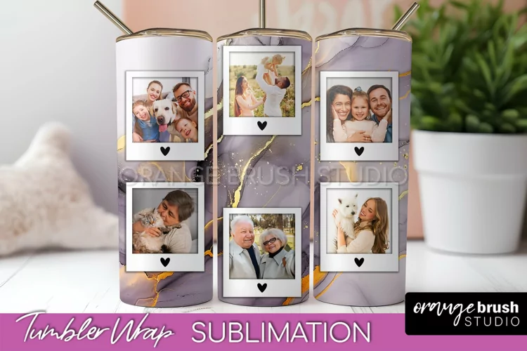 Photo Tumbler Wrap, Marble Family Frame Tumbler Sublimation