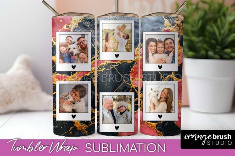 Photo Tumbler Wrap, Marble Family Frame Tumbler Sublimation example image 1
