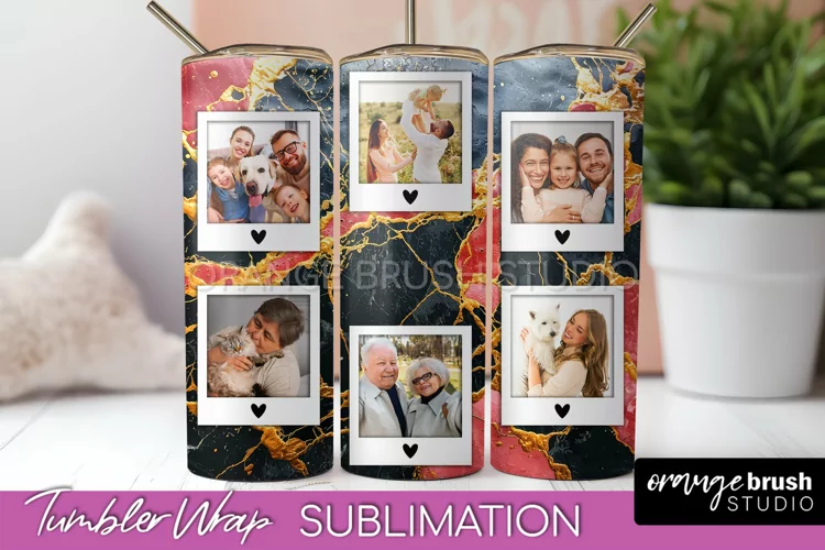 Photo Tumbler Wrap, Marble Family Frame Tumbler Sublimation