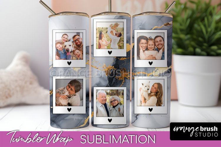 Photo Tumbler Wrap, Marble Family Frame Tumbler Sublimation
