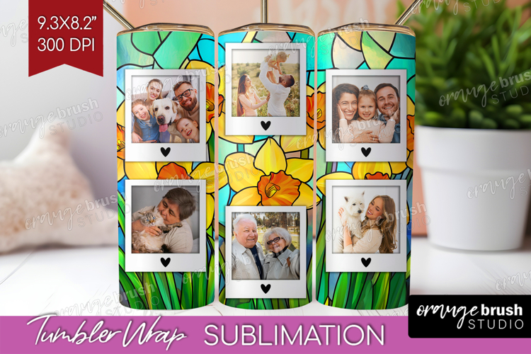 Stained Glass Photo Tumbler PNG - Flowers Picture Tumbler