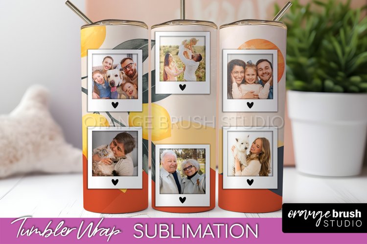 Photo Tumbler Wrap, Boho Family Frame Tumbler Sublimation example image 1