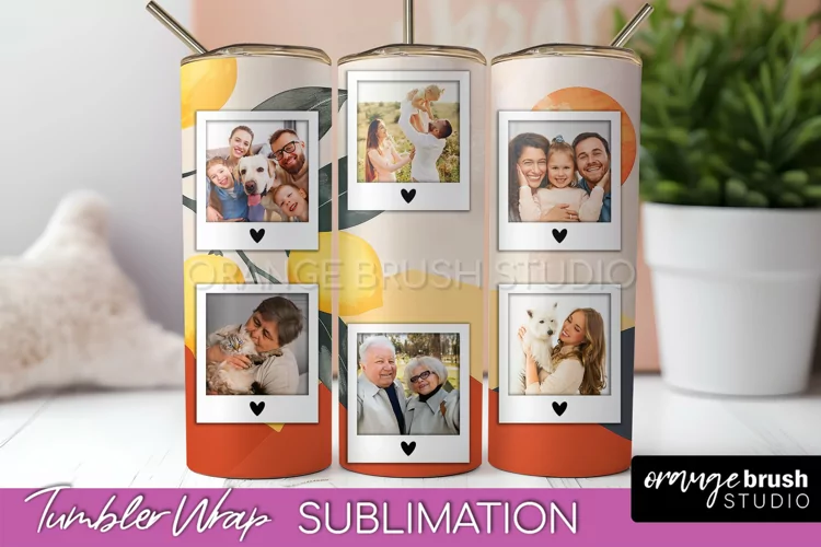 Photo Tumbler Wrap, Boho Family Frame Tumbler Sublimation