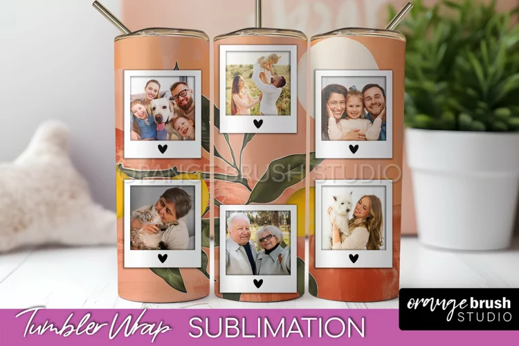 Photo Tumbler Wrap, Boho Family Frame Tumbler Sublimation