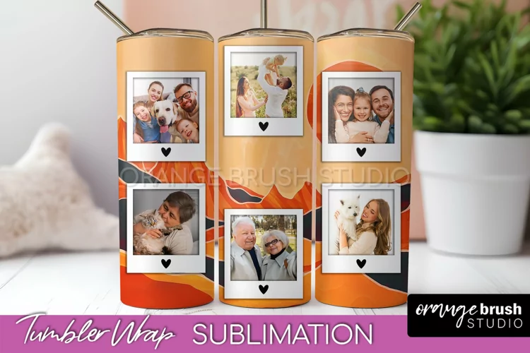 Photo Tumbler Wrap, Boho Family Frame Tumbler Sublimation