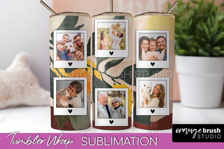 Photo Tumbler Wrap, Boho Family Frame Tumbler Sublimation example image 1