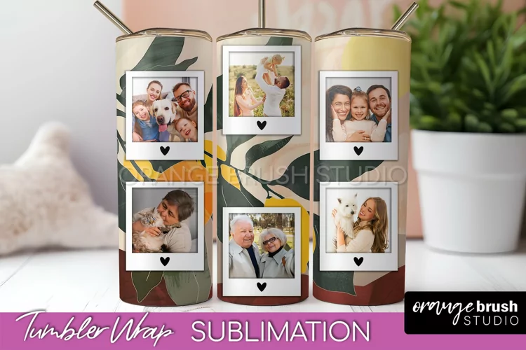 Photo Tumbler Wrap, Boho Family Frame Tumbler Sublimation