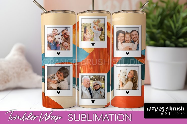 Photo Tumbler Wrap, Boho Family Frame Tumbler Sublimation example image 1