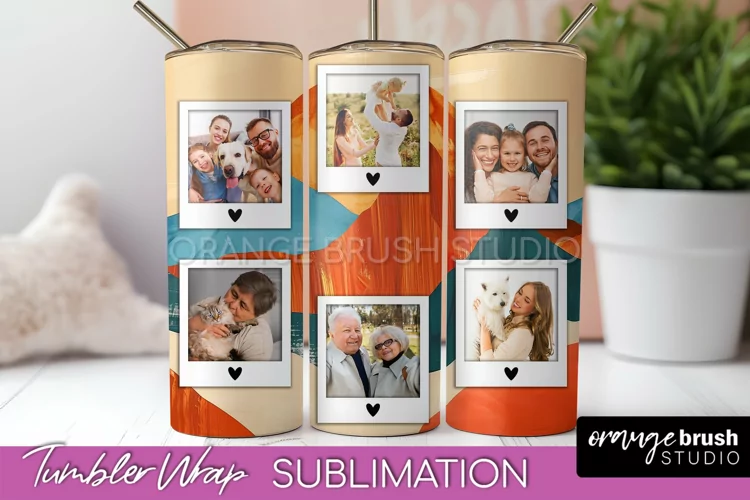 Photo Tumbler Wrap, Boho Family Frame Tumbler Sublimation
