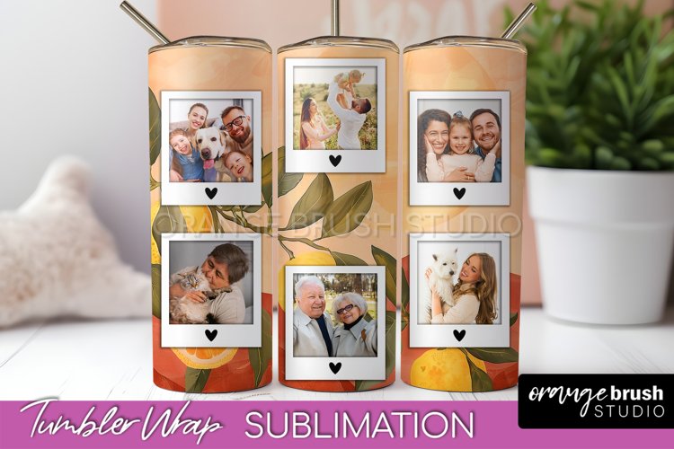 Photo Tumbler Wrap, Boho Family Frame Tumbler Sublimation example image 1