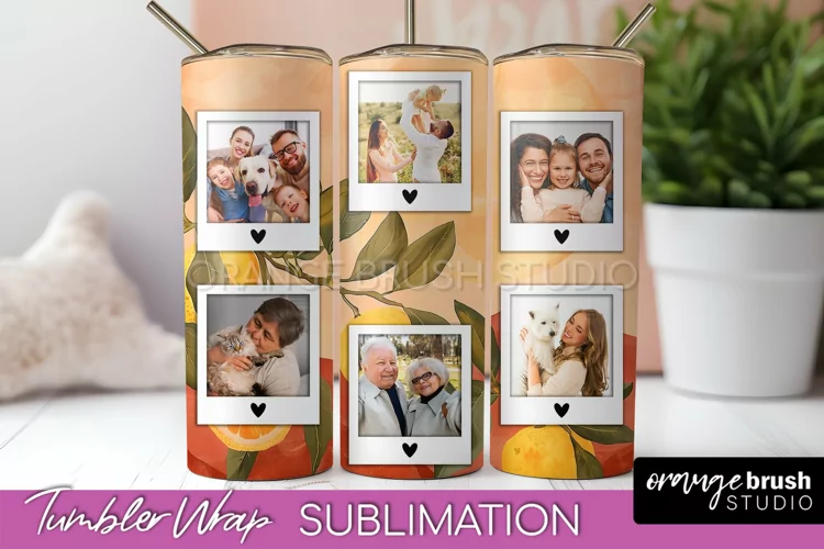 Photo Tumbler Wrap, Boho Family Frame Tumbler Sublimation