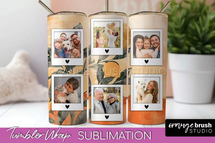 Photo Tumbler Wrap, Boho Family Frame Tumbler Sublimation