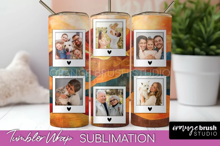 Photo Tumbler Wrap, Boho Family Frame Tumbler Sublimation