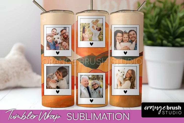 Photo Tumbler Wrap, Boho Family Frame Tumbler Sublimation