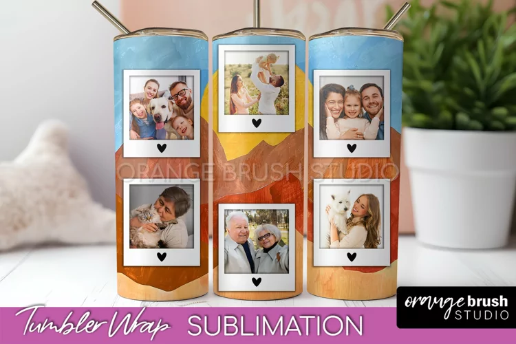 Photo Tumbler Wrap, Boho Family Frame Tumbler Sublimation