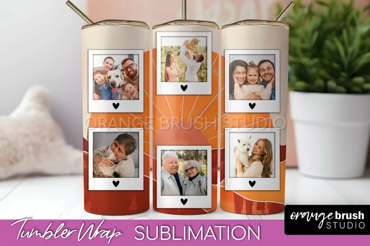Photo Tumbler Wrap, Boho Family Frame Tumbler Sublimation