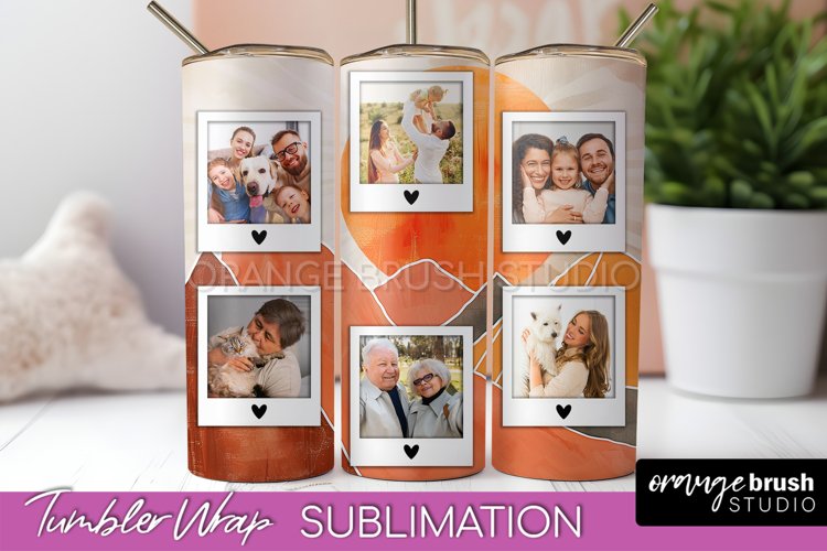Photo Tumbler Wrap, Boho Family Frame Tumbler Sublimation example image 1
