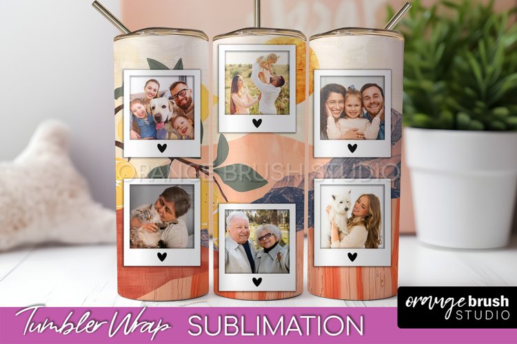 Photo Tumbler Wrap, Boho Family Frame Tumbler Sublimation example image 1