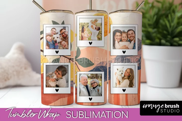 Photo Tumbler Wrap, Boho Family Frame Tumbler Sublimation