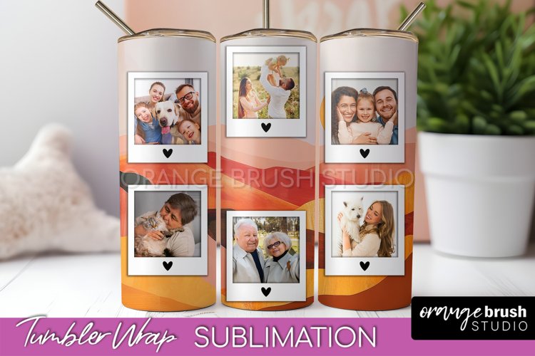Photo Tumbler Wrap, Boho Family Frame Tumbler Sublimation example image 1