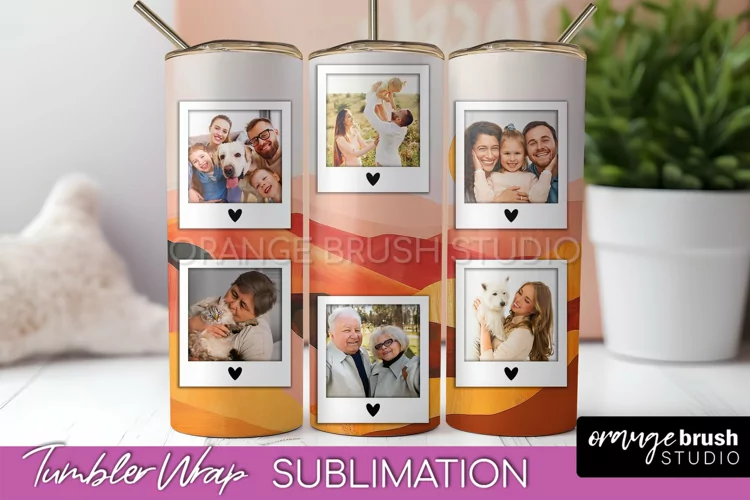Photo Tumbler Wrap, Boho Family Frame Tumbler Sublimation