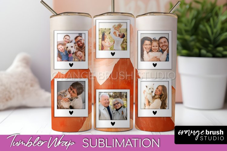 Photo Tumbler Wrap, Boho Family Frame Tumbler Sublimation example image 1