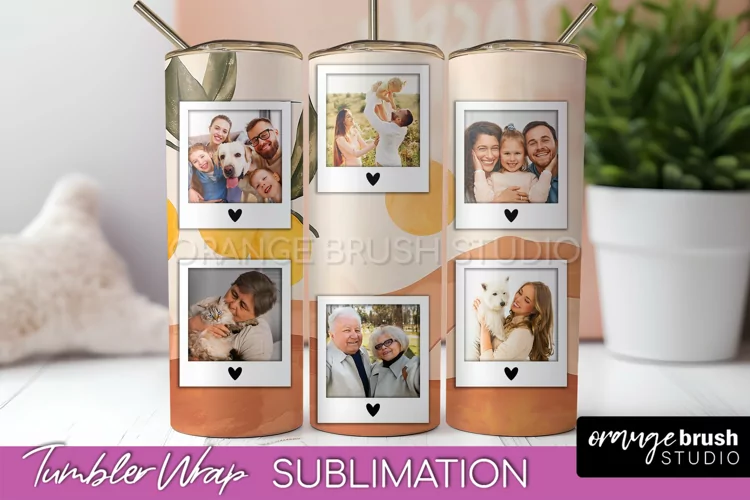 Photo Tumbler Wrap, Boho Family Frame Tumbler Sublimation