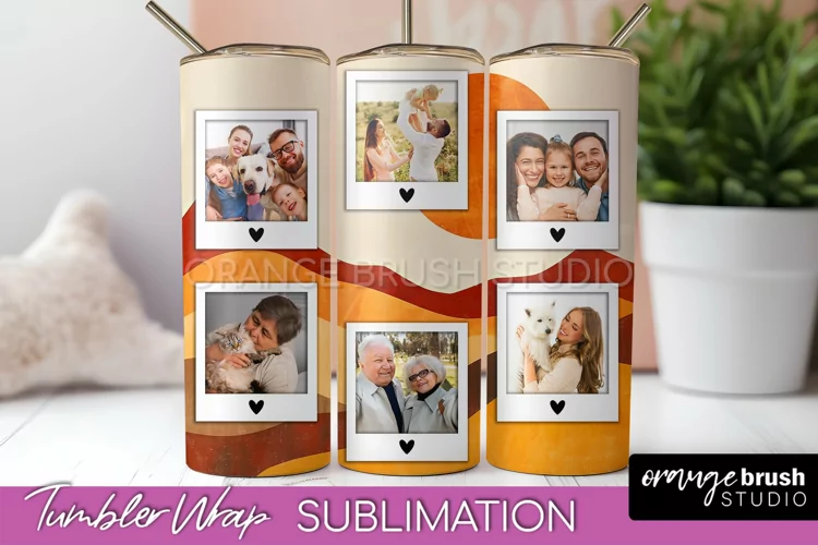 Photo Tumbler Wrap, Boho Family Frame Tumbler Sublimation