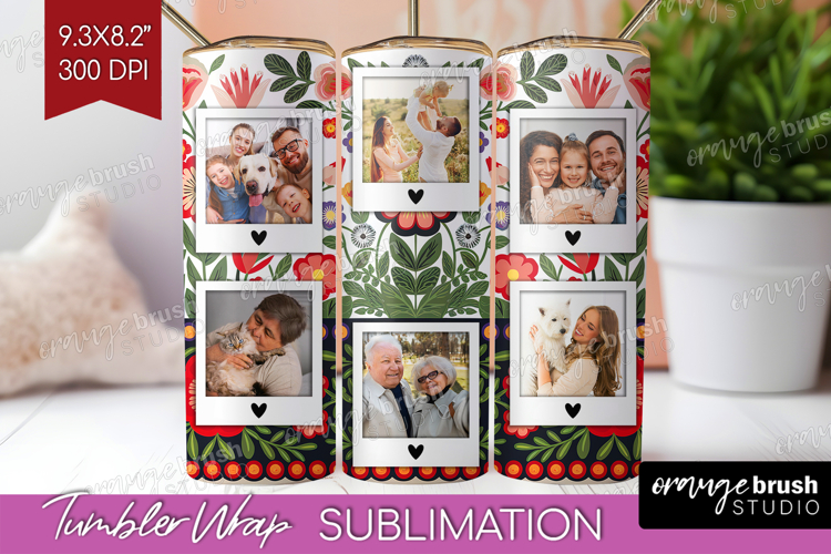 Folk Flowers Photo Tumbler PNG - Floral Picture Tumbler Wrap