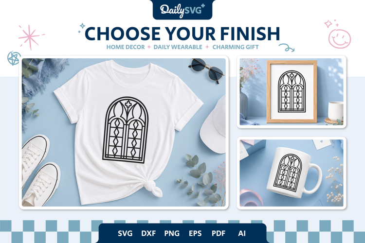 Victorian Gothic Window SVG Ornamental Architecture Cut File