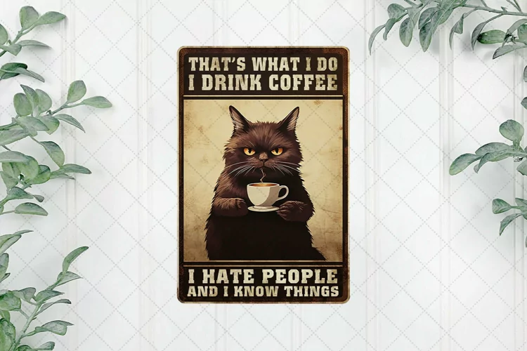Vintage Black Cat Sublimation Clipart