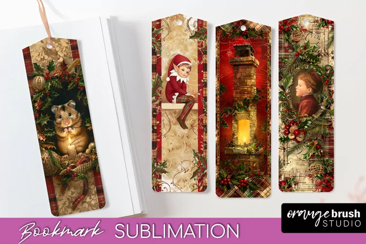 Vintage Christmas Bookmark - Retro Christmas Bookmarks PNG