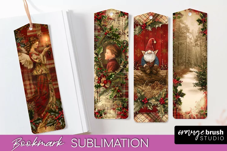 Vintage Christmas Bookmark - Retro Christmas Bookmarks PNG