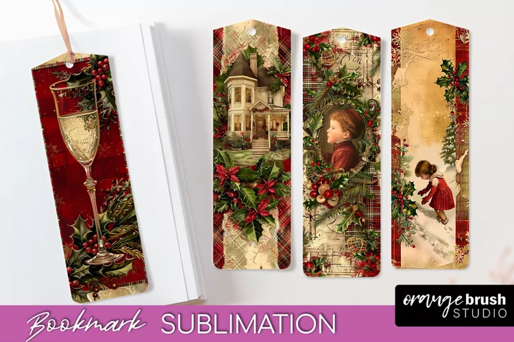 Vintage Christmas Bookmark - Retro Christmas Bookmarks PNG