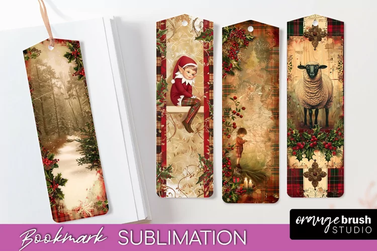 Vintage Christmas Bookmark - Retro Christmas Bookmarks PNG