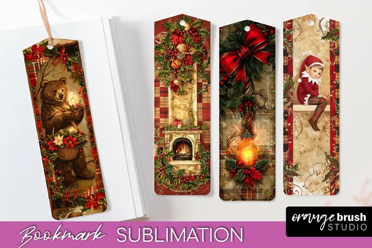Vintage Christmas Bookmark - Retro Christmas Bookmarks PNG