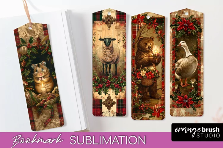 Vintage Christmas Bookmark - Retro Christmas Bookmarks PNG